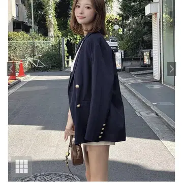 네이비 더블 버튼 테일러드 자켓