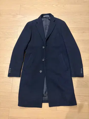 BEAMS f 네이비 체스터 코트