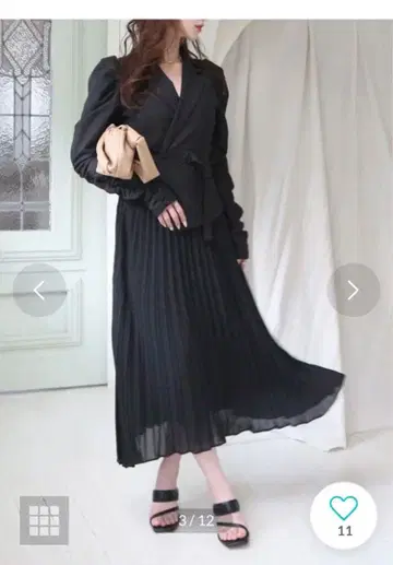 로얄 파티 플리츠 자켓 원피스 블랙