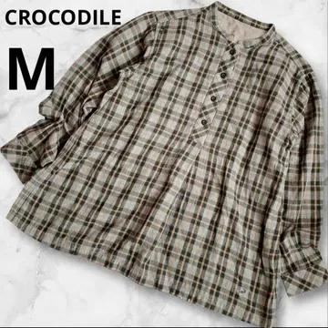 CROCODILE 크로커다일 면 100% 코튼 체크 무늬 튜닉 풀오버