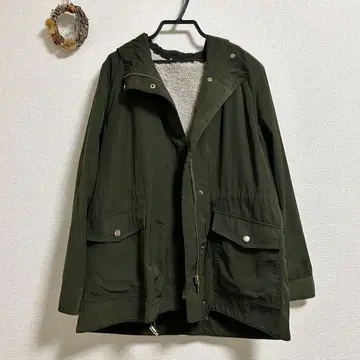 퍼 안감 부착 올리브 그린 마운틴 후드티