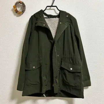 퍼 안감 부착 올리브 그린 마운틴 후드티