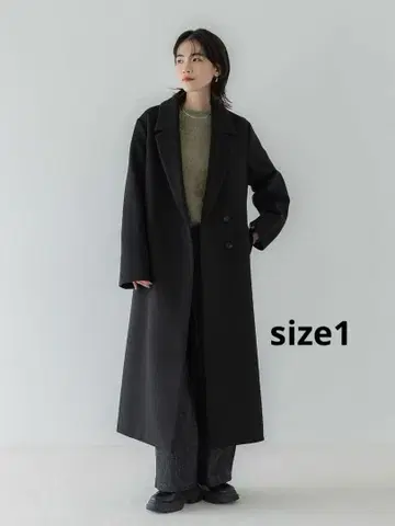 [ 완판템 ] crewre 조절 가능한 울 롱 코트 사이즈 1 잉크 블랙