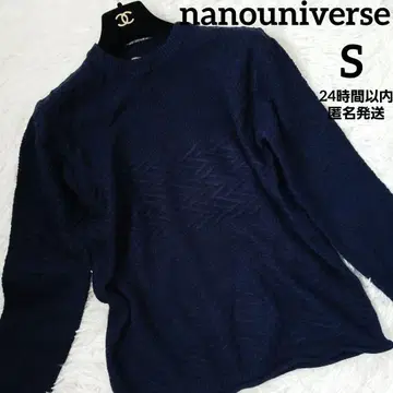 새상품 nanouniverse 디자인 편직 크루넥 니트 네이비 S