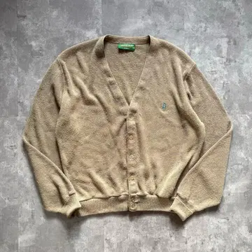 90s 빈티지 구제 의류 아크릴 가디건 자수 펭귄 XL 브라운
