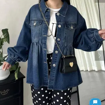 프로즈 베일 개더 페플럼 데님 자켓