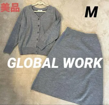 새상품급 글로벌 워크 긴팔 니트 상하의 셋업 그레이 M