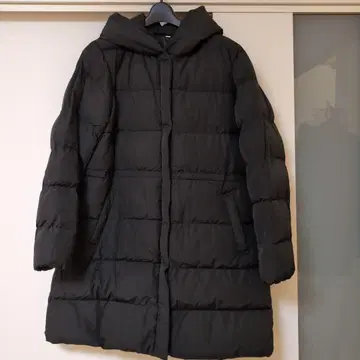 블랙 롱 다운 자켓 4L 후드 부착