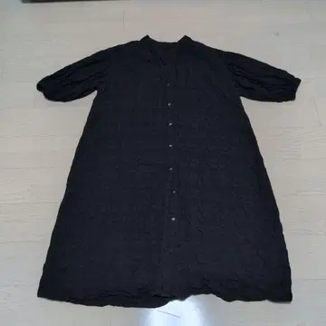 블랙 면 100% 셔츠 원피스