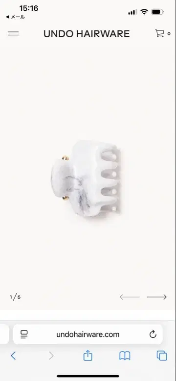 UNDOHAIRWARE CLAWCLIP No2 CARRARA MARBLE