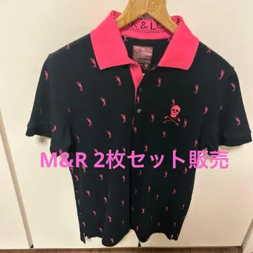 마크앤로나 핑크 스컬 자수 피케 셔츠