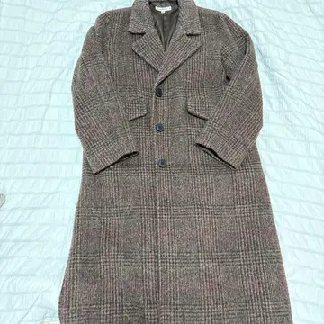 MOUSSY 마우지 체크 무늬 롱 코트 브라운