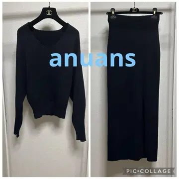 [ 새상품급 ] anuans 리브 니트 셋업