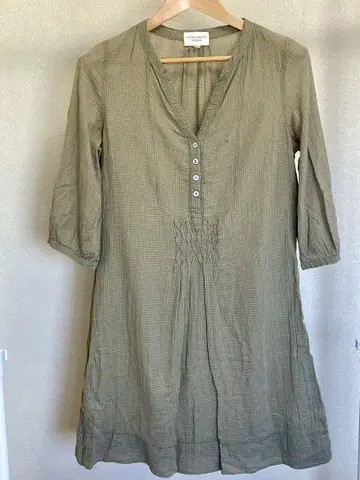 팔로우 할인! LAURA ASHLEY 튜닉 칠부 소매 올리브 그린