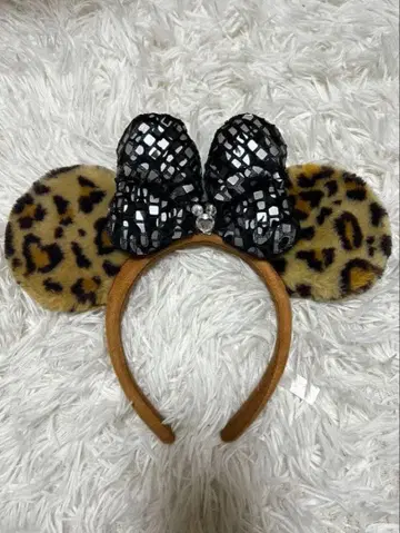 디즈니 미니 레오파드 무늬 머리띠 브라운