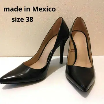 made in Mexico 블랙 에나멜 스틸레토 하이힐