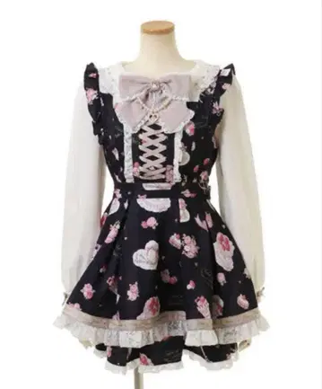 LIZ LISA Salon de Fraise 패턴 셋업 블랙