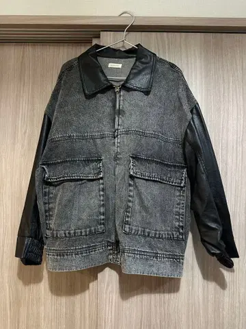 데님 가죽 도킹 자켓
