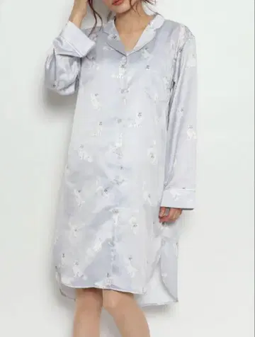 젤라또피케 캣 새틴 셔츠 드레스 고양이 룸웨어 블루