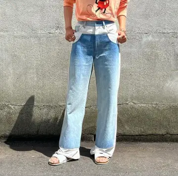 Khoki 데님 패치드 스웻 팬츠