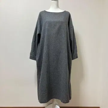 일본제 오메카시 울 혼방 롱 원피스 그레이 포켓 포켓 부착