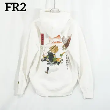 새상품급 FR2 한정품 비각폭주토끼 후드티 빅 로고 자수 로고 L 사이즈