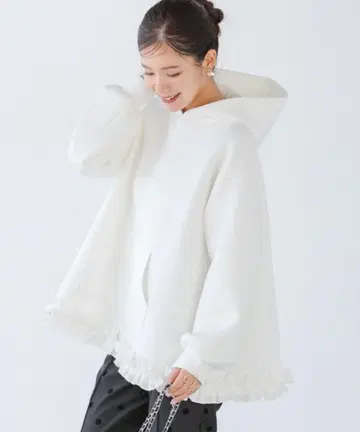 fitmore 밑단 프릴 텐트 라인 후디
