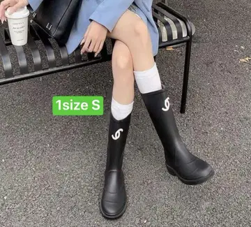 여성용 레인부츠 블랙 힐 3cm