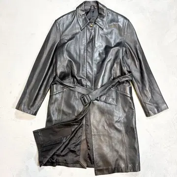 램 가죽 코트 천연 가죽 양가죽 고급 모드 허리 벨트 포함 블랙