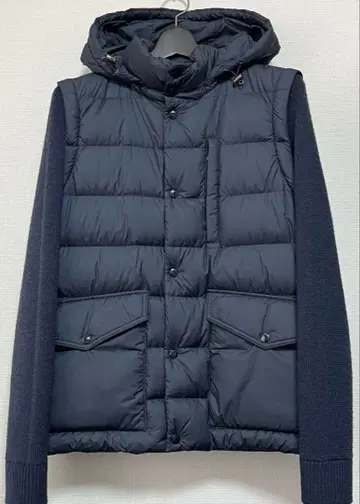 울리치 니트 x 후디드 다운 베스트 M 멜톤 블루