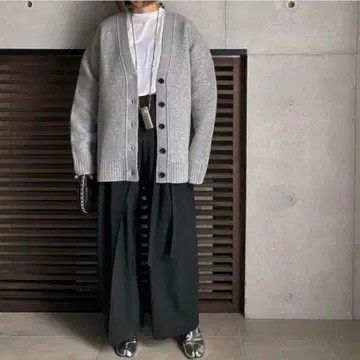 클리닝 완료 LOHEN 더블 페이스 V넥 가디건 T.GREY