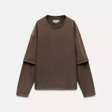 ZARA 페이드 이펙트 더블 슬리브 T셔츠 브라운