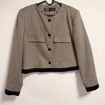 ZARA 체크 무늬 테일러드 자켓 브라운 계열 브라운