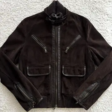 이탈리아제 XL 천연 가죽 마르첼로 판파로니 스웨이드 자켓 브라운