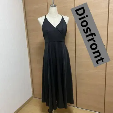 Diosfront 블랙 슬리브리스 롱 드레스