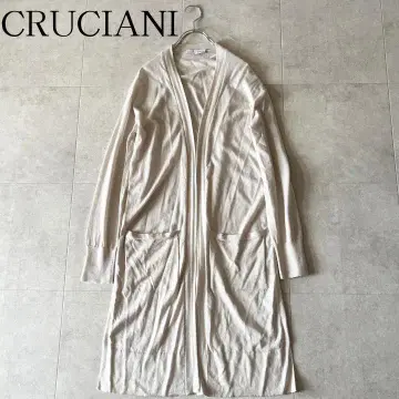 컨디션 최상 크루치아니 롱 가디건 40 그레이지 캐시미어 실크