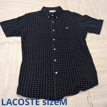 LACOSTE SLIM FIT 체크 무늬 반팔 셔츠
