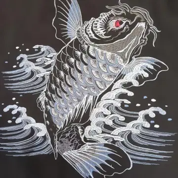 사토리 SATORI 잉어 자수 블랙 집업 후드티