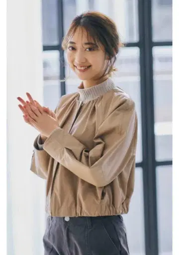 미사용 cohina 인조 가죽 턱 슬리브 블루종