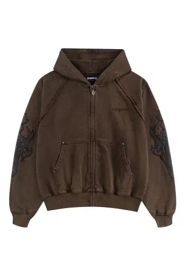 SUPPLIER 서플라이어 지퍼 후드티 가죽 브라운