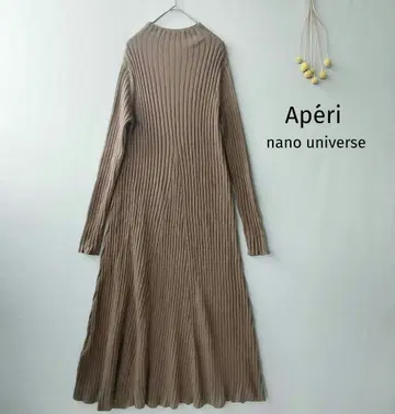 Aperi 나노 유니버스 리브 니트 플레어 원피스 맥시 길이 고품질