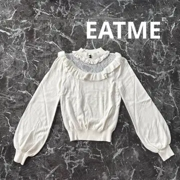 EATME 이토미 레이스홀프릴 니트 TOP 화이트 상의