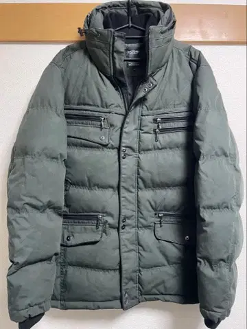 다운 자켓 다크 그린 탈부착 후드