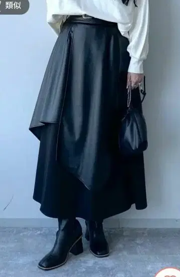 HARE 하이웨스트 신세틱 가죽 도킹 스커트 * 하레