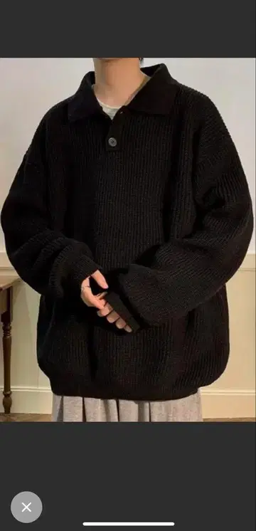 블랙 리브 피케 셔츠 스웨터 남성용 니트 스웨터