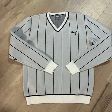 PUMA 스트라이프 V넥 스웨터 L 사이즈