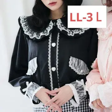 디어마이러브 비쥬 레이스 프릴 자켓 블랙 x 화이트 LL-3L