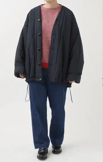 면 나일론 덤프 빅 실루엣 퀼트 자켓