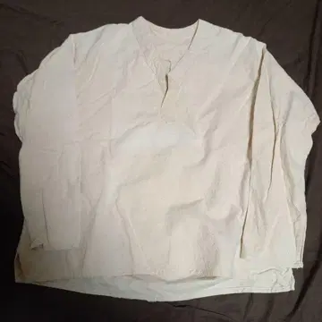 아이보리 긴팔 헨리넥 셔츠