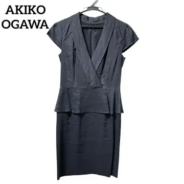 AKIKO OGAWA 아키코 오가와 반팔 페플럼 원피스 린넨 큐프라